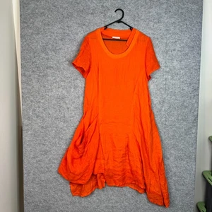 Vestido de lino azul plátano talla S naranja detalle de bolsillo asimétrico - Imagen 1 de 12