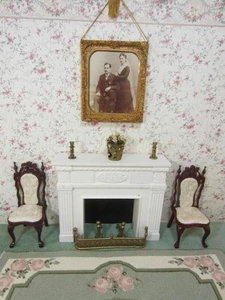 *Dollhouse PICTURE Antique Post Civil War Miniature Couple - Brass Frame PHOTO - Picture 1 of 5