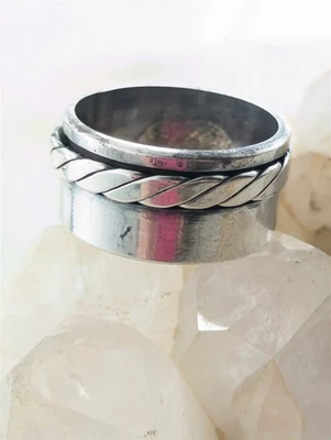 Mexico Vintage Solid Sterling Silver Spinner Ring Size 9 - 9 Grams - Image 1 of 4
