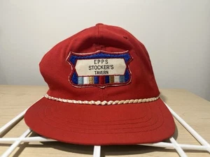 Vintage EPPS Stocker’s Tavern Derby Cap Patch Strapback Golf Hat Made In USA Red - Picture 1 of 10