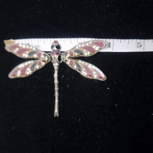 Vintage Katharina Popesco große Libelle Brosche signiert französische Emaille - Bild 1 von 5