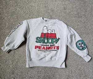 Zara Peanuts Snoopy Grafik Pullover Sweatshirt Creme Unisex Größe 6/7 Kinder - Bild 1 von 11