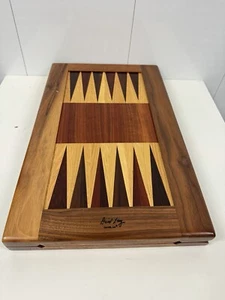 David Levy Vintage Wooden Backgammon Set  with Handmade Wood Inlays Wood disks - Picture 1 of 10