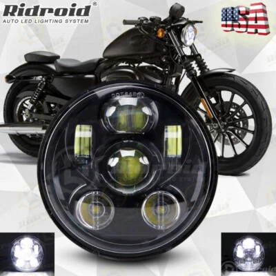5 3/4 英寸 5.75 英寸 LED 车头灯高低适用于 Harley-Davidson Dyna Wide Glide FXDWG — 第 1/4 张图片