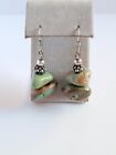 Vintage Green Turquoise Native American Rough Cut Polished Nugget Earrings 