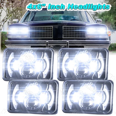 4X 4x6" Led Headlights Hi/Lo DRL For Oldsmobile Delta 88 Cutlass Ciera S Coupe - Image 1 of 4