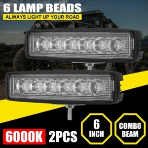 2x 6Inch LED Work Light Bar Flood Fog Lamp 18W For Driving Offroad Truck SUV ATV - Bild 1 von 9