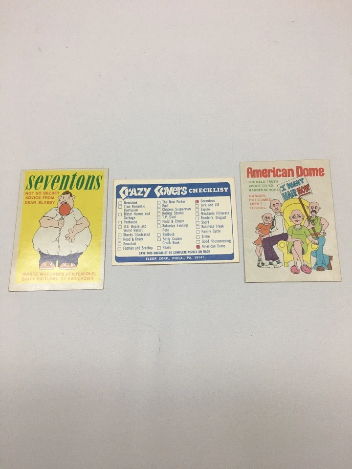 Fleer Crazy Covers 1974 pieza de rompecabezas y tarjetas adhesivas American Dome Seventons Foto 1 de 4