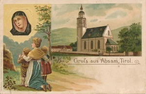 Nr.21427 Präge Trachten AK Litho Gruß aus Absam gel 1914 Tirol - Bild 1 von 2