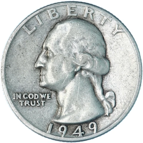 1949 D Washington Quarter 90% Silver Very Fine VF See Pics A593 Cover