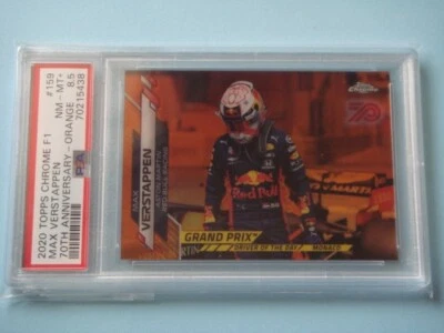 2020 Topps Chrome Formula 1 F1 Max Verstappen 70th Anni Orange Ref PSA 8.5 POP 1 - Image 1 of 2