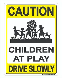 Blechschild "Vorsicht Kinder beim Spielen" - 9x12 - Sicherheitsschild - USA - Bild 1 von 3