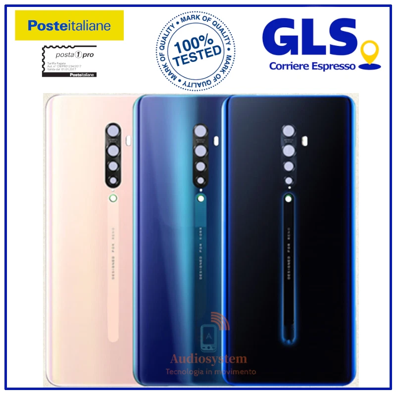 VETRO BACK SCOCCA POSTERIORE per OPPO RENO 2 CPH1907 COVER +BIADESIVO x BATTERIA