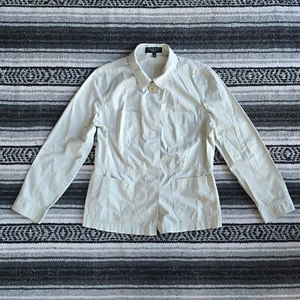 Talbots Sz 10P Long Sleeve Button Front Lightweight Safari Jacket Light Tan - Picture 1 of 14