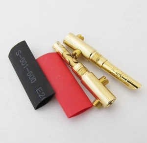 100xCMC Gold Plated BFA-Z 4mm Banana Plug Speaker Cable Connectors vs Heatshrink - Picture 1 of 4