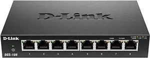 Interruptor D-Link DGS-108 8 puertos Gigabit QoS caja metálica escritorio o pared sin ventilador - Imagen 1 de 3