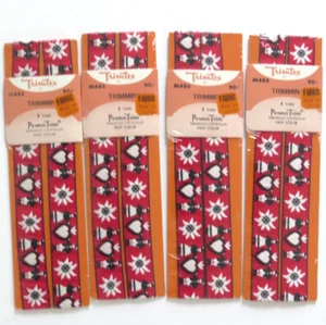 Vtg Trimtex Embroidered Woven Trim SWISS FOLK ART — 4x 1yd pkgs Germany - Picture 1 of 5