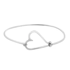 Simply Romantic Heart-Shaped Clasp Sterling Silver Bracelet - Picture 1 of 6