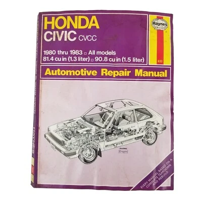 MANUAL DE REPARACIÓN HAYNES HONDA CIVIC CVCC 1980-1983 TODOS LOS MODELOS 633 Foto 1 de 4
