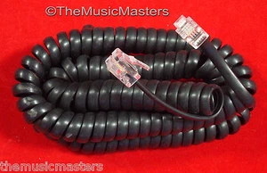Black 15' ft Telephone Handset Receiver 4P4C Coil Cable Curly Cord Wire VWLTW - Picture 1 of 2