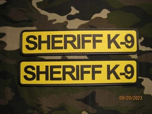 SHERIFF K-9 PATCH GROSSES SET GELB FÜR UNIFORMEN, TASCHEN, GESCHIRR, KENNEL HOOK BACK - Bild 1 von 10