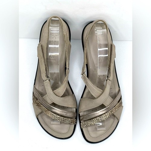 Sandali Ecco Felicia zeppa bassa cinturino grigio argento gancio e chiusura ad anello taglia 37