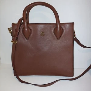 Antonio Melani Designer Briefcase Genuine Leather Brown Crossbody Bag Handbag - Picture 1 of 10