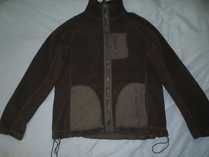Faded Glory Pine Cone Brown zip up front warm polyester fleece jacket M (8-10) - Picture 1 of 7