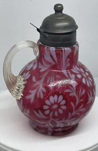 Vintage Fenton Cranberry Opalescent Daisy & Fern molasses / homey pitcher MINT - Picture 1 of 9
