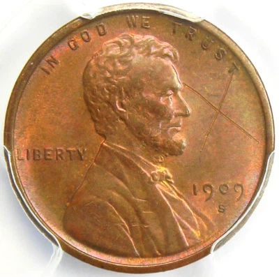 1909-S VDB Lincoln Wheat Cent 1C Penny Coin - PCGS Uncirculated Details (UNC MS) - Image 1 of 4