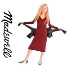 Madewell Long Sleeve V- Neck Henley Midi Sweater Dress Heather Rusted Red Size L