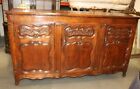 Antique 1770s era Country French Solid Walnut Carved Sideboard Buffet