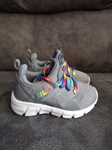 Toddler Size 5 Fila Shoes Grey/Rainbow - Picture 1 of 6
