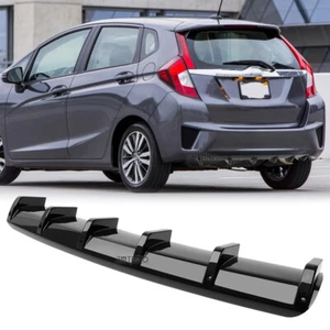 For Honda Fit Rear Bumper Diffuser Lip Spoiler Splitter Shark Fins Glossy Black - Imagen 1 de 15