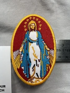Miraculous Medal, Blessed Mother, Virgin Mary, Embroidered Patch-Oval 4″×2.6″ - Bild 1 von 1