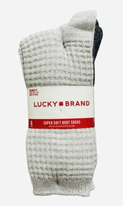 Lucky Brand Socks Womens 5-10 Super Soft Boot 6 Pairs Textured Black & Cream - Picture 1 of 4