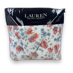 $425 Ralph Lauren Home Kylah King Comforter Set Floral Cotton White Red Blue - Picture 1 of 12