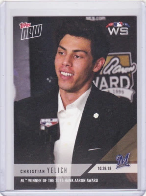 Christian Yelich Brewers NL Hank Aaron Award Winner Topps NOW 944 on 10.26.2018 - Image 1 of 2