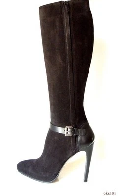Costume National black suede leather double zipper TALL BOOTS - sexy new $1140  - Image 1 of 4