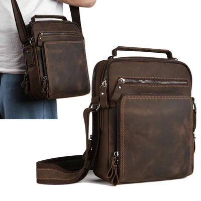 Bolsa de ombro masculina vintage carteiro couro genuíno maleta de negócios bolsa de mão - Imagem 1 de 4