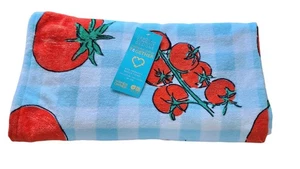 Tomatoes on Blue Beach Towel, Deborah Connolly 36 x 68" NEW Eco Friendly - Picture 1 of 5