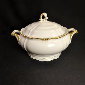 Bavaria Edelstein Bowl Covered Vegetable Canterbury #19637 White wGold 1929-1972 - Picture 1 of 12