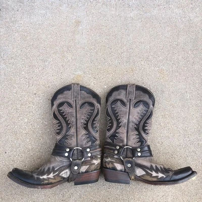 Stetson Western Arnés Botas de Vaquero Hombres 6.5 Motociclista Forajido Puntera Cortada Artesanales Foto 1 de 4