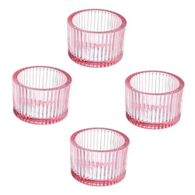 4 Piezas Candelabro Tealight, Luces de Té Candelabro Vidrio Votivo Rosa Foto 1 de 4