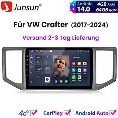 4+64GB 8-Kern V1PRO Autoradio Carplay Android GPS Navi Für VW Crafter 2017-2024 - Bild 1 von 4
