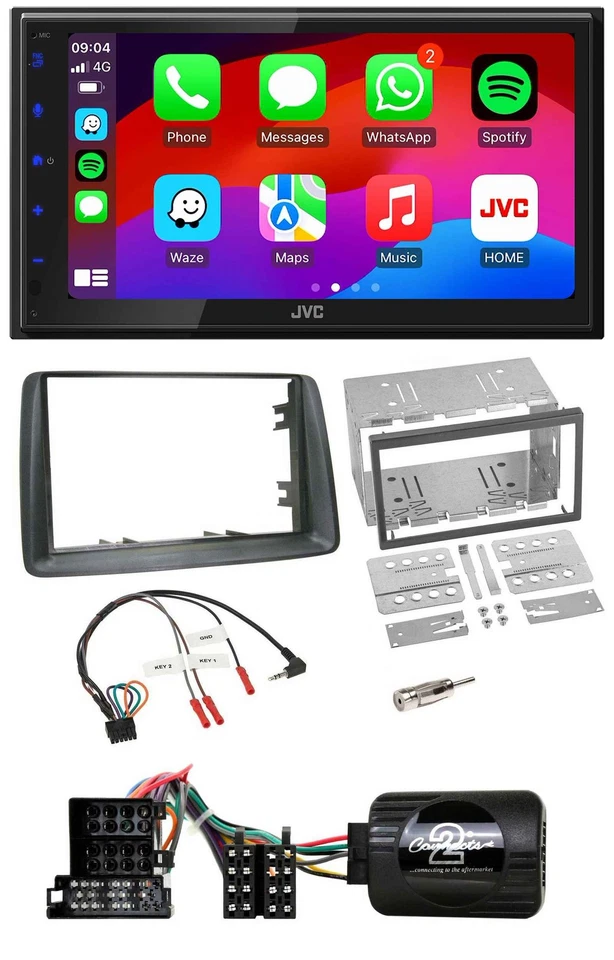 JVC Bluetooth USB Lenkrad 2DIN DAB Autoradio für Fiat Panda 2004-2007 grau - Bild 1 von 4