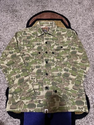 A Bathing Ape Bape Brick Camo Button Up Jacket Green - Image 1 of 4