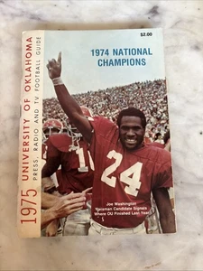 1975 OKLAHOMA FOOTBALL MEDIA GUIDE Jahrbuch 1974 NAT CHAMPS JOE WASHINGTON D9 - Bild 1 von 6