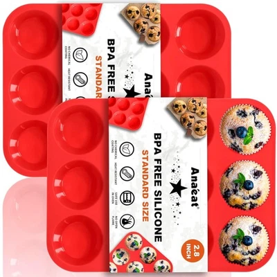 Silikon-Muffinform für 12 Tassen – Antihaftbackform, 2 Stück, Spülmaschinenfest - Bild 1 von 4