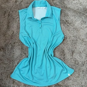 Camisa polo sin mangas de golf Lady Hagen azul aguamarina punto blanco para mujer - Imagen 1 de 6